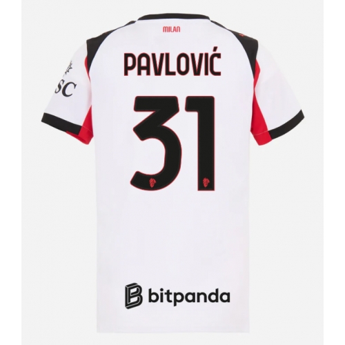 Billige Fotballdrakt AC Milan Strahinja Pavlovic #31 Replika Bortedrakt Dame 2025-26 Kortermet Billige Fotballdrakt AC Milan Strahinja Pavlovic #31 Replika Bortedrakt Dame 2025-26 Kortermet